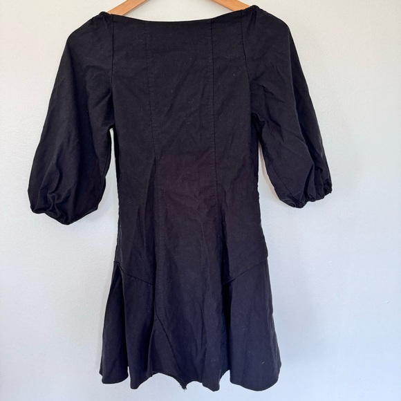 Zara Puff Sleeves Black Flare Corset Mini Dress Size M - Picture 9 of 10